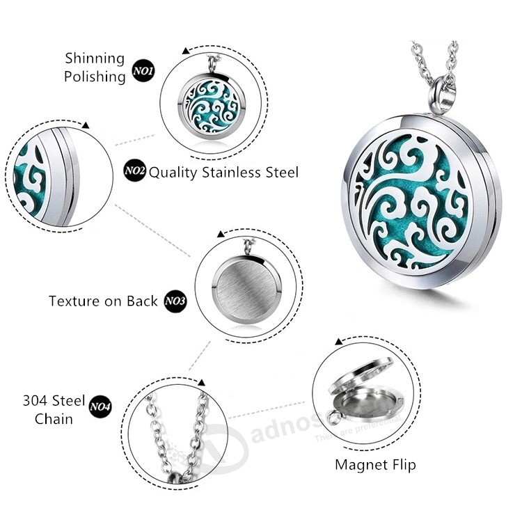 Aromatherapy Essential Oils Diffuser with Stainless Steel Necklace Perfume Barbator Pendant Decoration Fashion Christmas Gift