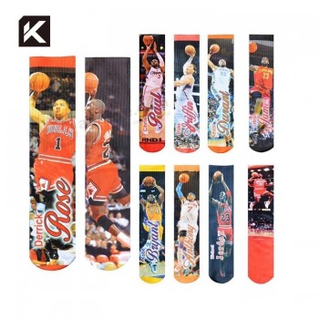Sublimation Imprimé Sports Basketball Start Cool Hommes Chaussettes