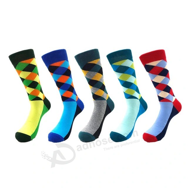 Wholesale OEM custom Design fashion Mens colorful Funny happy Dress cotton Polyester socks Low Price