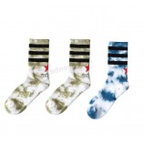 benutzerdefinierte Tie Dye bedruckte Mode Rib Cotton Herren Crew Sport Sakteboard Socken
