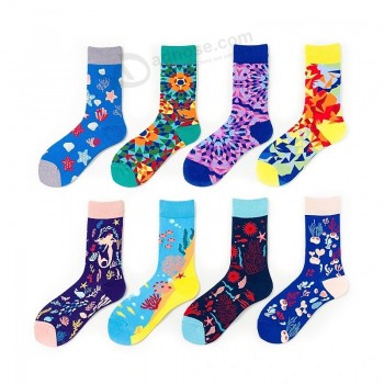 Adultes Personnalisé Chaussette Heureux Design Haute Élastique Respirable Sport Chaussette Coton Mode Femmes Hommes Chaussettes