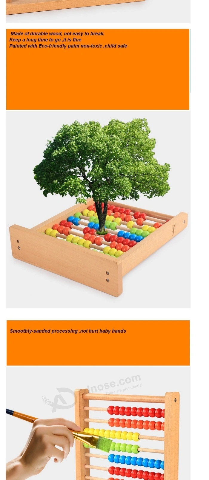 Contas de madeira Montessori ábaco Matemática infantil Contando brinquedos educativos (GY-W0080)