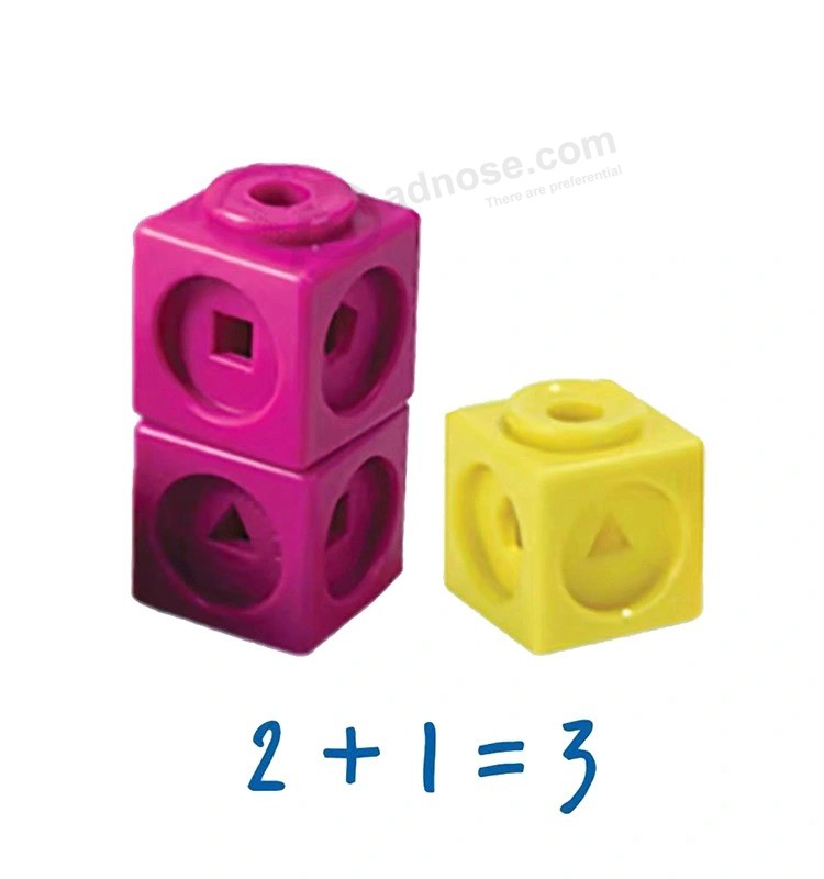 Clasificación de plástico Bloques de cubos pequeños Juego de juguetes Contando Bloques de construcción cuadrados Juguetes Juguete educativo de aprendizaje