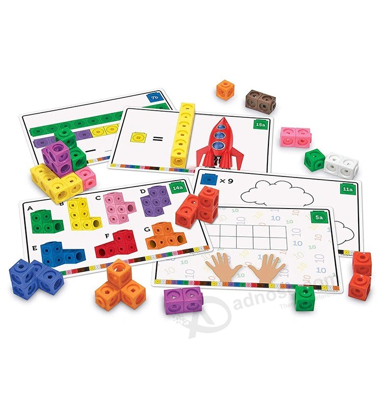 Clasificación de plástico Bloques de cubos pequeños Juego de juguetes Contando Bloques de construcción cuadrados Juguetes Juguete educativo de aprendizaje