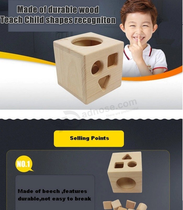 Figure educative dei bambini del bambino di legno che ordina i giocattoli non tossici del cubo dei blocchi (GY-W0078)