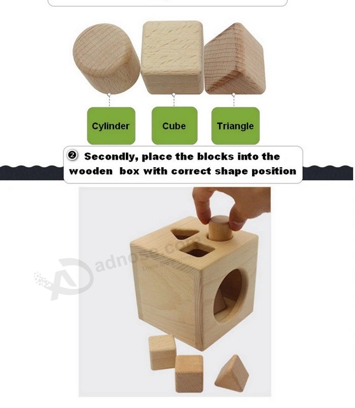 Niños pequeños de madera Formas educativas clasificación Bloques no tóxicos Juguetes de cubo (GY-W0078)