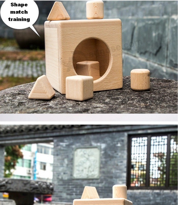 Brinquedos de cubos de blocos não tóxicos de crianças de madeira para crianças classificando formas educacionais (GY-W0078)