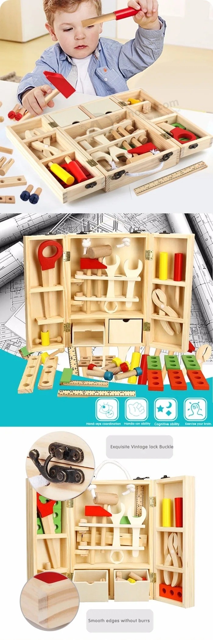 Los niños educativos de madera del carpintero juego de regalo de Navidad de madera juguetes de simulación (GY-W0088)