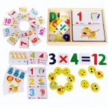 Bébé éducatif cassette en bois arithmétique numérique reconnaissance de nombre carte cadeaux puzzle jouet