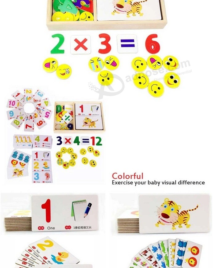 Cassetta in legno educativa per bambini Riconoscimento numerico digitale aritmetico Carta regali Giocattolo puzzle