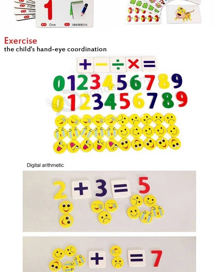 Bebé educativo Cassette de madera Aritmética Tarjeta de reconocimiento de números digitales Regalos Jigsaw Toy