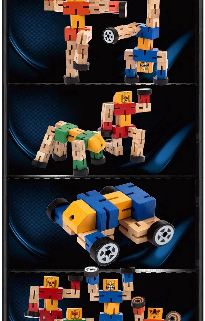 木製キッズクリエイティブトランスフォームロボットシェイプカーパズル教育玩具（GY-W0083）