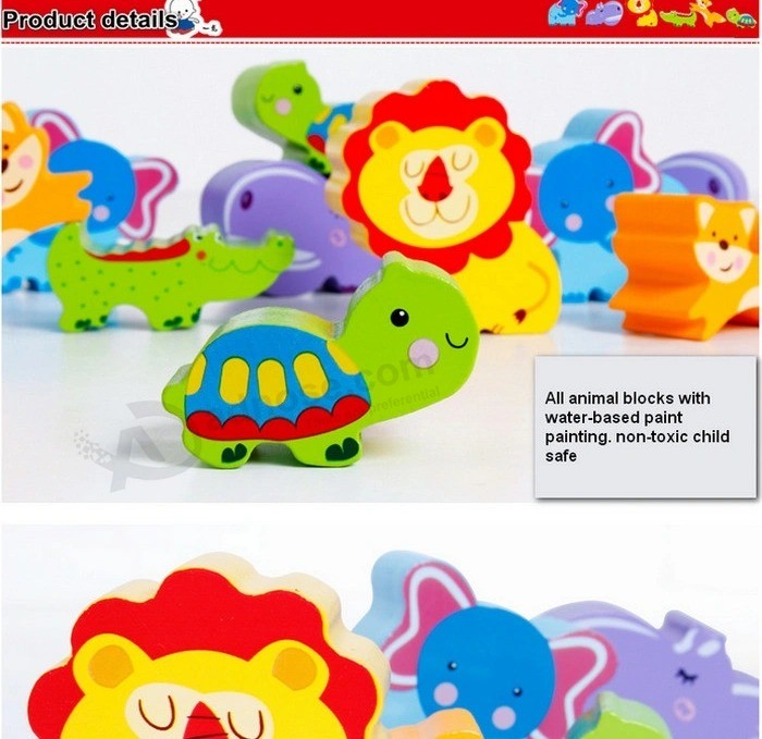 Montessori bebé niños animal dibujos animados apilamiento bloques equilibrio juego juguetes educativos (GY-W0096)
