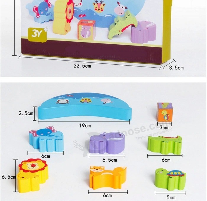 Montessori baby Kids animal Cartoon stacking Blocks balance Game educational Toys (GY-W0096)