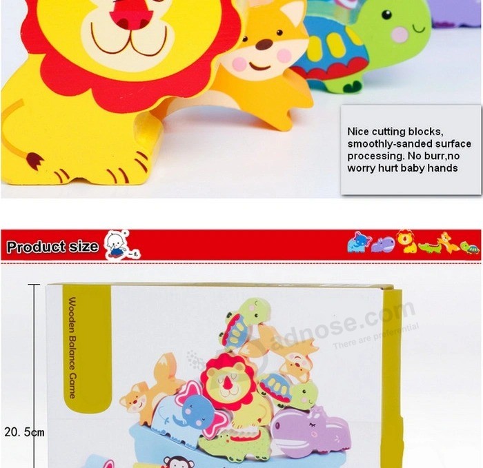 Montessori Baby Kinder Tier Cartoon Stapeln Blöcke Balance Spiel Lernspielzeug (GY-W0096)