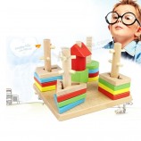Jouets éducatifs en bois Montessori enfants empilement intellectuel (GY-W0044)