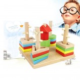 Montessori de madera para niños, bloques de construcción de pila intelectual, juguetes educativos (GY-w0044)