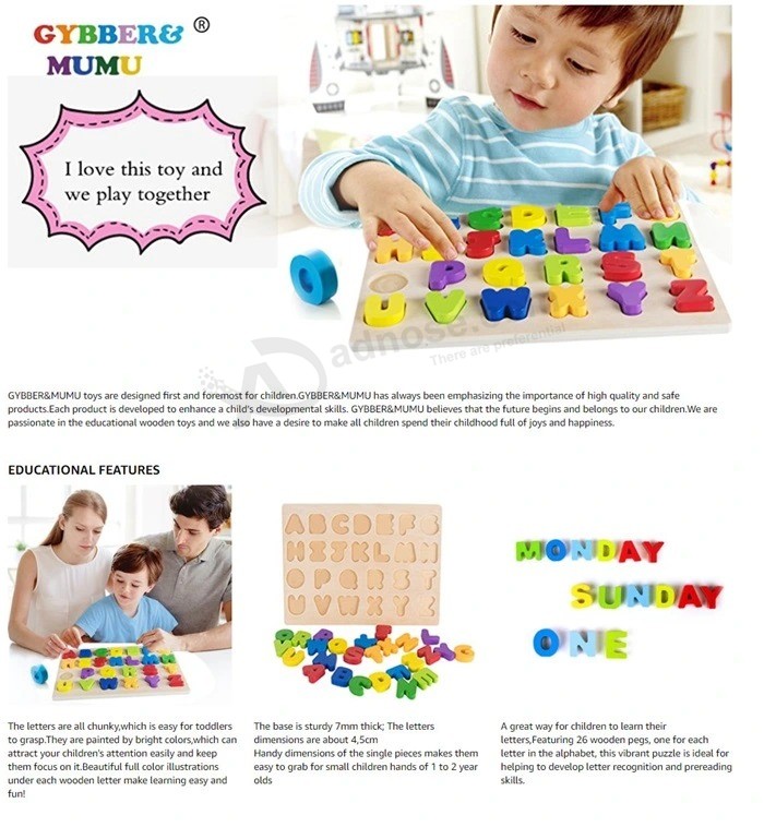 26 letter Natural wooden Alphabet puzzle Baby educational Toys (GY-W0066)