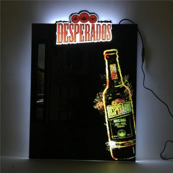 Boîte à lumière publicitaire mince en acrylique LED murale sur mesure