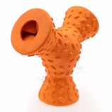 OEM / ODM Haustierspielzeug Gummi unzerstörbares Hundespielzeug dreiseitiges Hundefutter Kauspielzeug