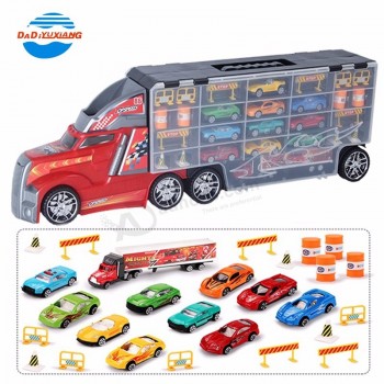 véhicule porteur moulé sous pression modèle coulissant construction camion jouet avec de petites voitures