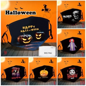 Série Halloween, Masque imprimé, Crochet d’oreille réglable Pm2.5, Élément filtrant remplaçable, Masque anti-poussière, Masque 3D