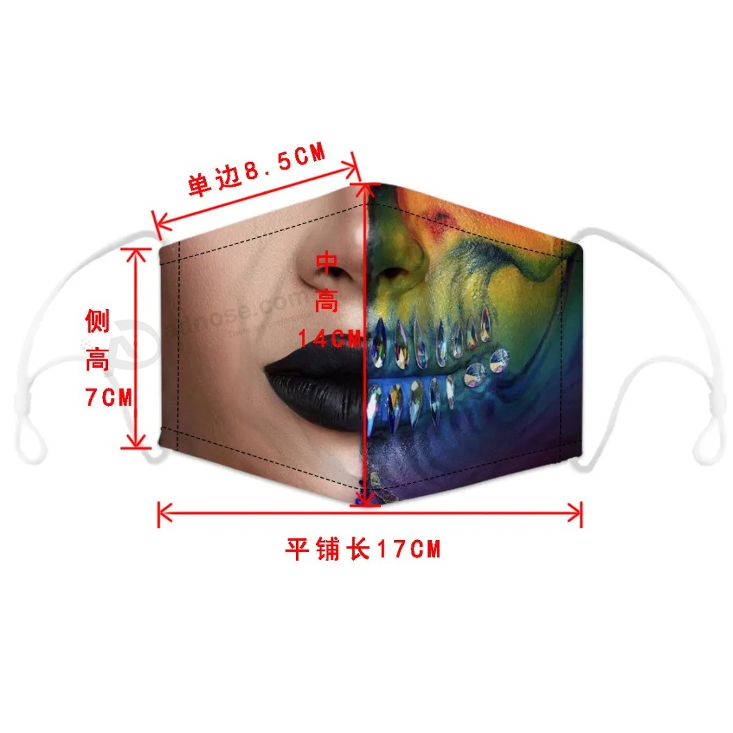 Halloween Series, printed Mask, Pm2.5 adjustable Ear Hook, replaceable Filter Element, Dust-Proof Mask, 3D Mask