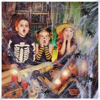 Toile d’araignée extensible pour la décoration intérieure/extérieure d’Halloween