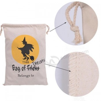 Bolsa de algodão por atacado embrulha embalagem de presente bolsa com cordão para o dia das bruxas