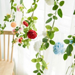 Garland Hanging Plastic IVY Blossom Wedding Decoration Vines Rose Artificial Flower Wisteria