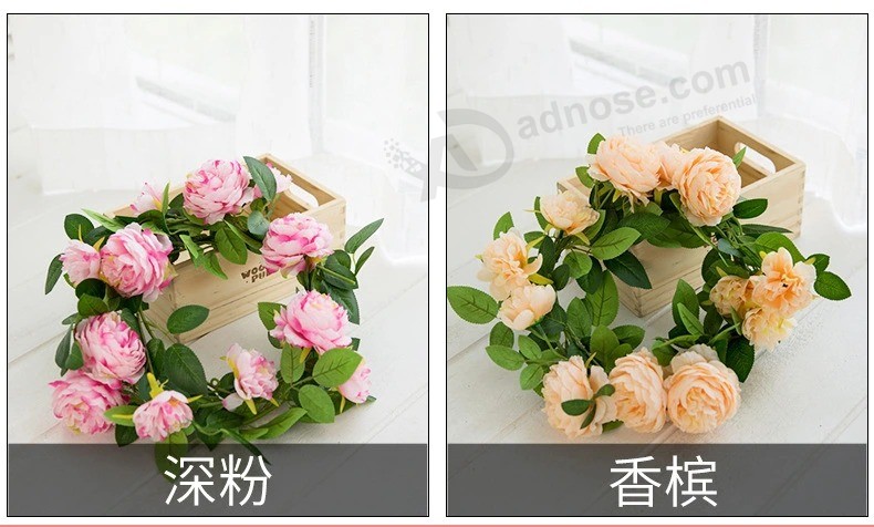 Guirlanda pendurada Flor de plástico IVY Decoração de casamento Vinhas rosa Flor artificial glicínia