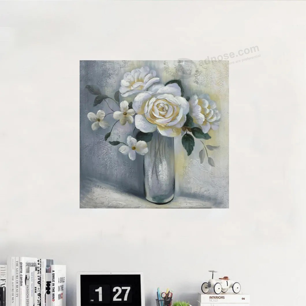 Moderne Blume mit Topf handgemachtes Ölgemälde Bilder Pop Art Gemälde Wandkunst Dekoration