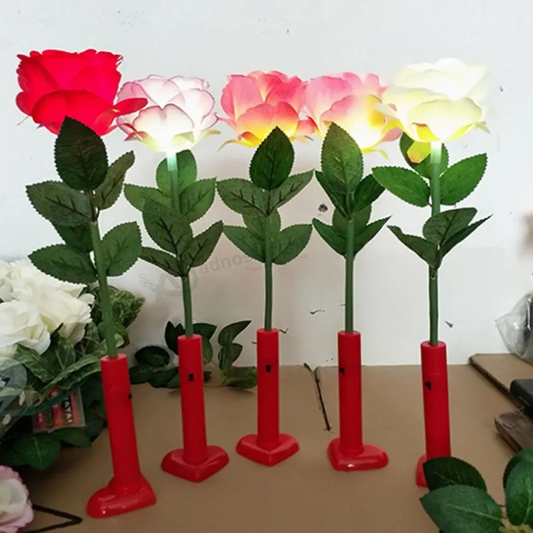 七彩LED照亮玫瑰花束人造花