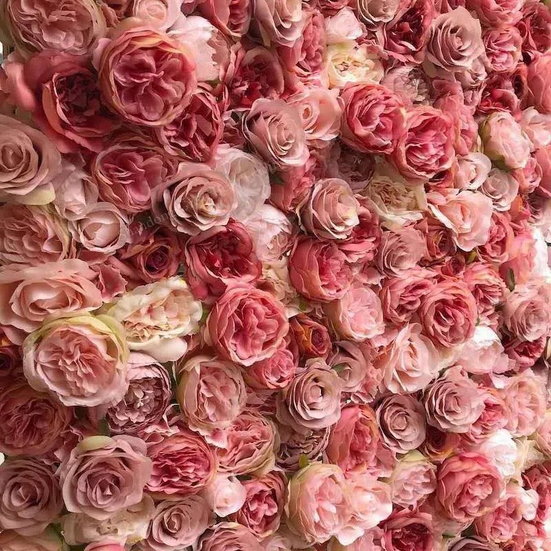 Customized wholesale Artificial flower Wall wedding Silk flower Backdrop real Touch latex Silk rose Decorative flowers for wedding Decoration