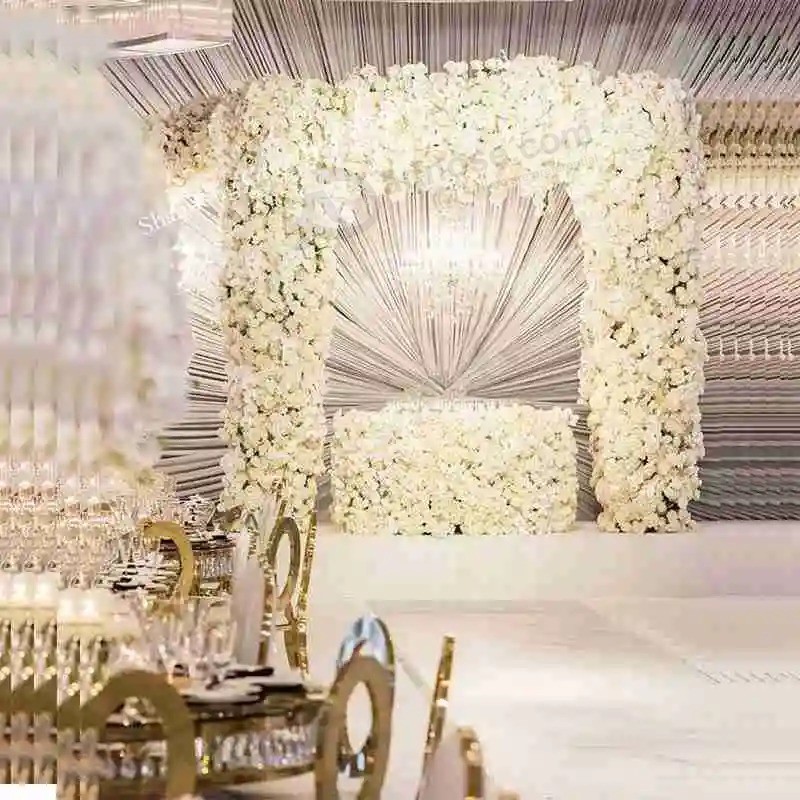 Personalizzato all'ingrosso Fiore artificiale Matrimonio da parete Fiore di seta Sfondo real Touch Latex Seta rosa Fiori decorativi per la decorazione di nozze