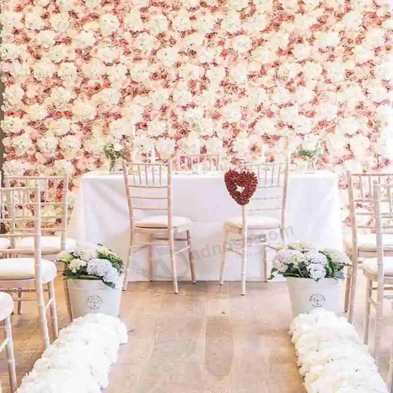 Personalizzato all'ingrosso Fiore artificiale Matrimonio da parete Fiore di seta Sfondo real Touch Latex Seta rosa Fiori decorativi per la decorazione di nozze