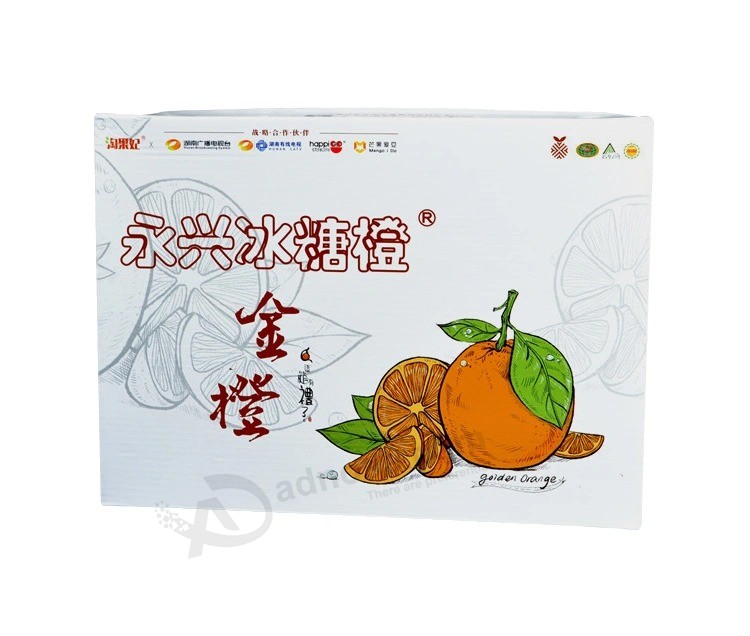 Groothandelsprijs Leverancier afdrukken Kleur golfkarton verpakking Levering kartonnen doos voor oranje vers fruit