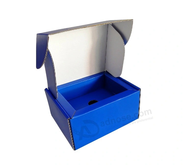 Leverancier groothandel op maat blauw opvouwbare kleurendruk elektronische producten verpakking invoegen gegolfd verpakking verzending kartonnen doos voor telefoon / oortelefoon /