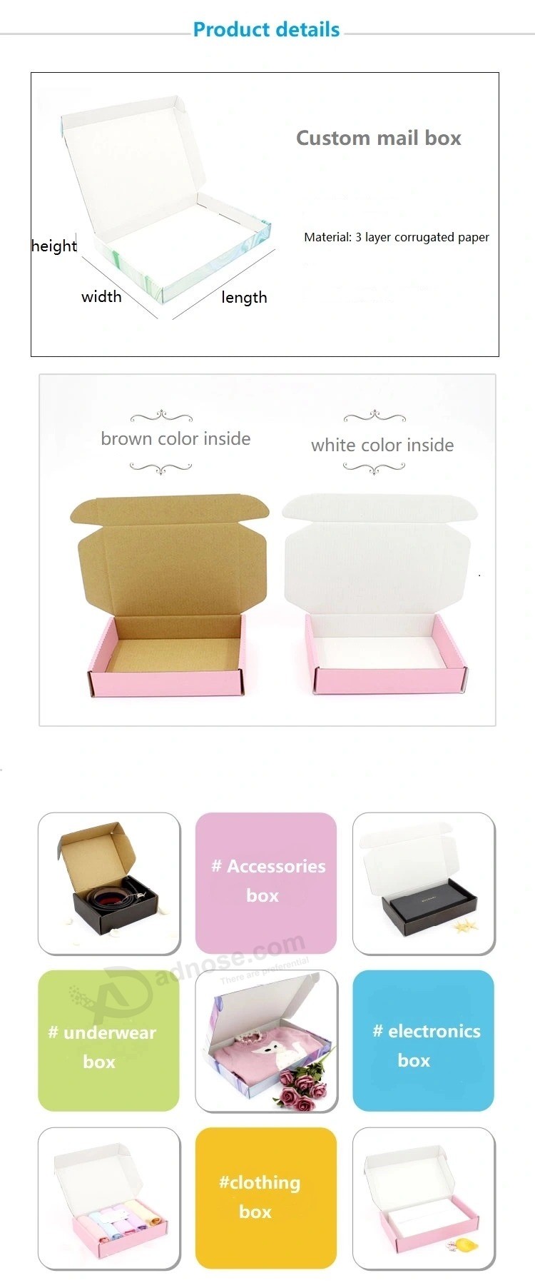 Benutzerdefinierte Doppelseite gedruckt Tuck Top Wellpappe Mailer Versandkarton Box für kosmetische Schuhbekleidung