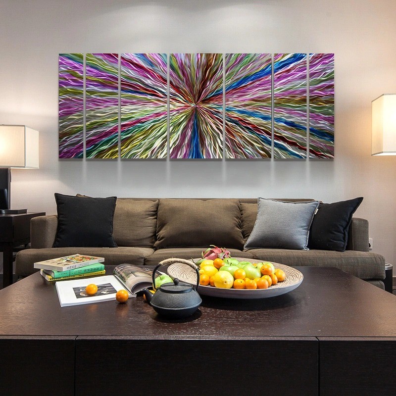 Colorful 3D Abstract Metal Oil Painting Modern Interior Wall Arts Decoration 100% Handmade