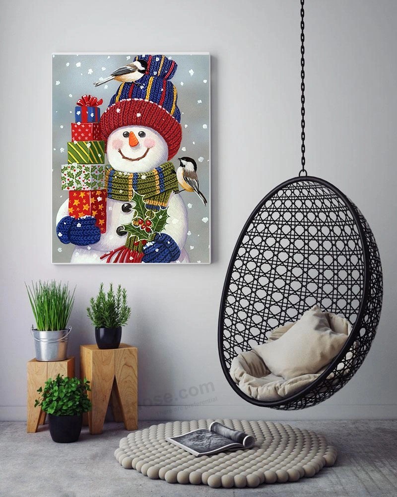 Lage MOQ Eco canvas Stoks sneeuwpop Volledige boor Diamant schilderij Kristal Kunst schilderij