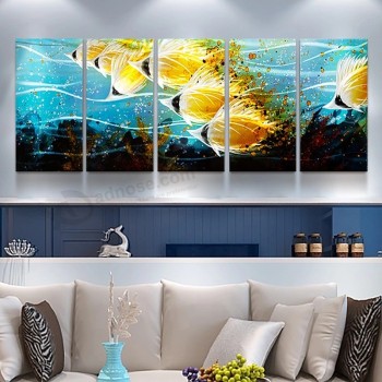 Poisson tropical 3D métal artisanat peinture à l’huile art mural décoration intérieure