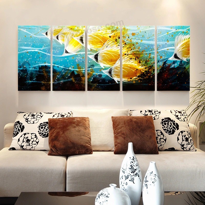 Tropical Fish 3D Metal Handicraft Oil Painting Wall Art Interior Decoration