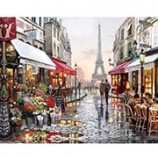 Chenistory Paris Street DIY Peinture par numéros avec cadre Peinture sur toile peinte à la main