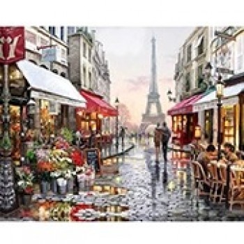 Chenistory Paris Street DIY Peinture par numéros avec cadre Peinture sur toile peinte à la main
