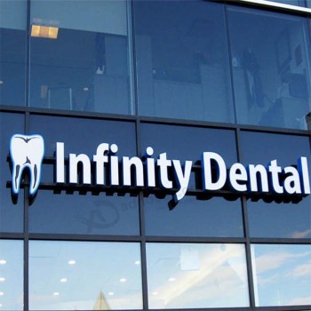 Name des Zahnarztes Werbung für Acrylschild Kanal Brief Schild
