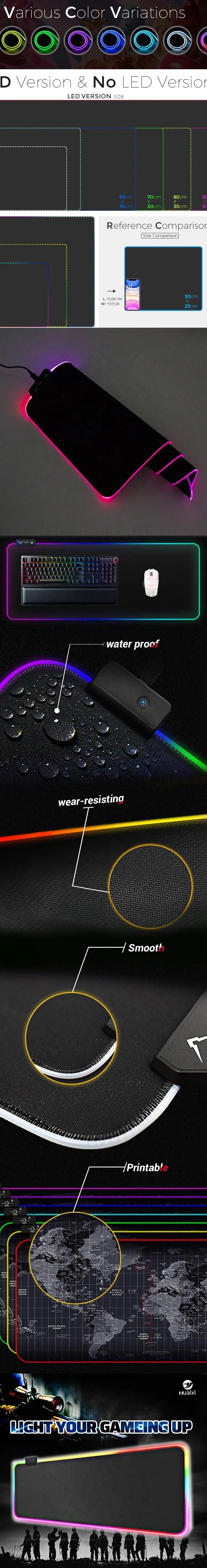 Беспроводное зарядное устройство Пользовательский логотип Беспроводная зарядка Большой игровой коврик для мыши со светодиодной подсветкой RGB