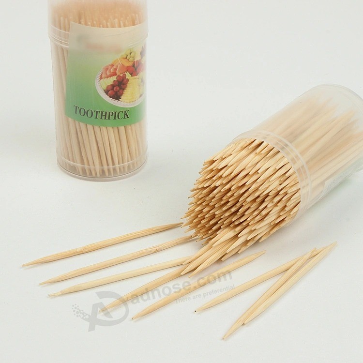 Palillos de dientes de bambú de madera envueltos en papel afilado único personalizado de precio barato