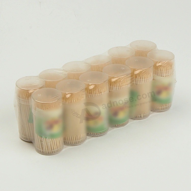 Palillos de dientes de bambú de madera envueltos en papel afilado único personalizado de precio barato
