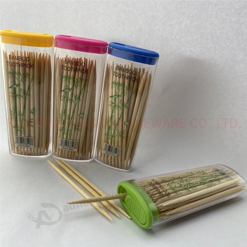 Palillos de dientes de bambú con selección de dientes dentales con estuche portátil